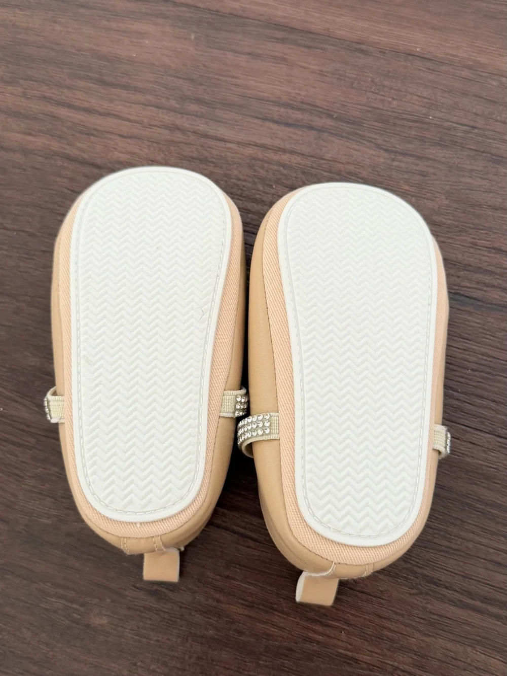 Kids Beige Mary Jane Shoes with Sparkle Strap